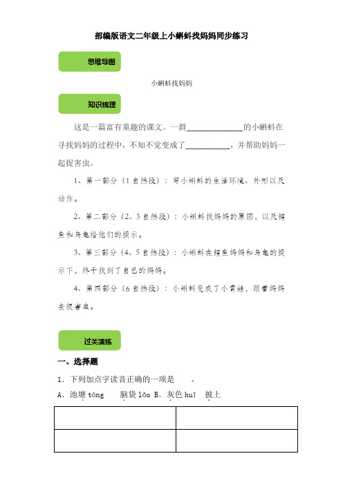 1.小蝌蚪找妈妈 导学案练习(含答案)