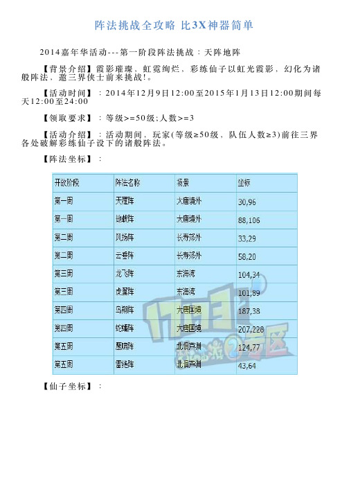 阵法挑战全攻略比3X神器简单