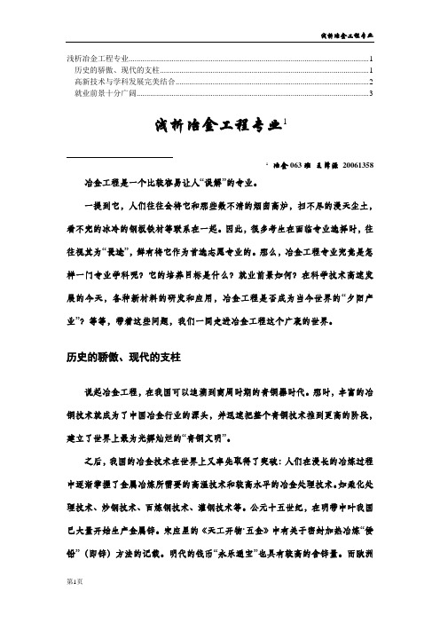 浅析冶金工程专业1