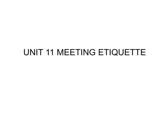 Unit 11 Meeting Etiquette