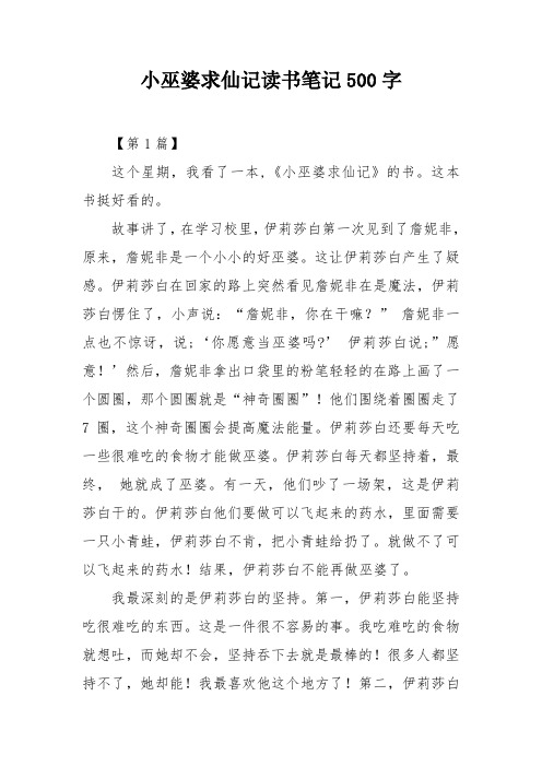 小巫婆求仙记读书笔记500字