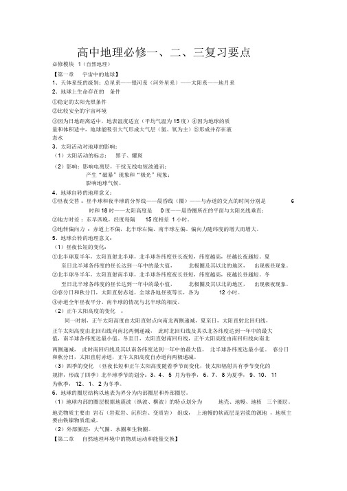 高中地理会考知识点总结全