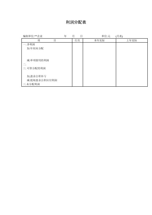 利润分配表(表格模板、doc格式)