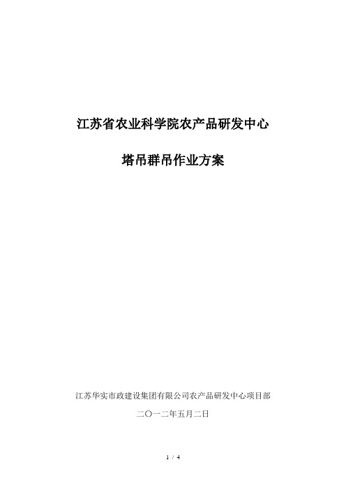 塔吊群吊作业方案