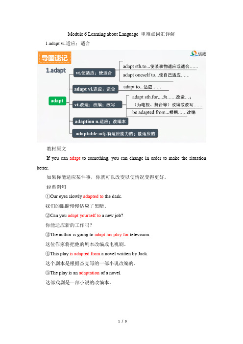 外研版高一英语必修4_Module6_Learning_about_Language_重难点词汇详解