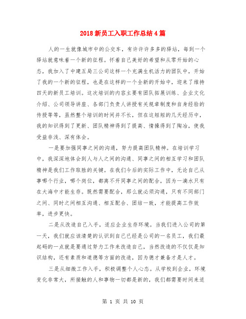 2018新员工入职工作总结4篇
