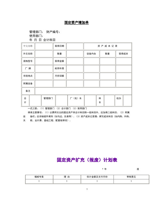 固定资产管理表格