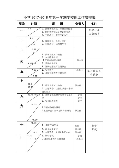 学校周工作安排表