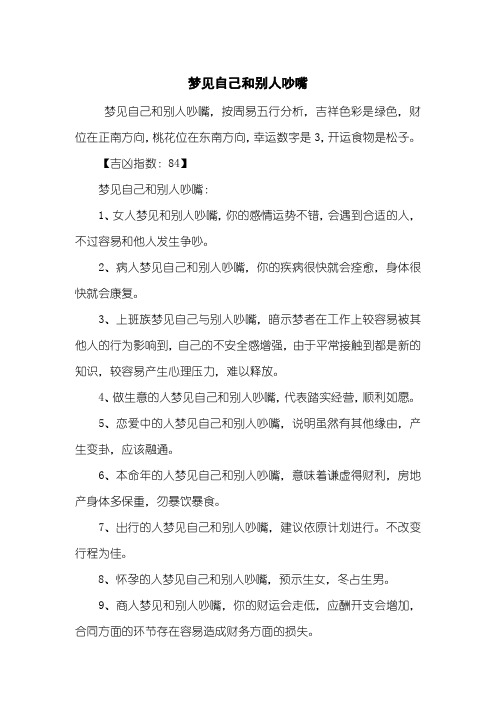 梦见自己和别人吵嘴
