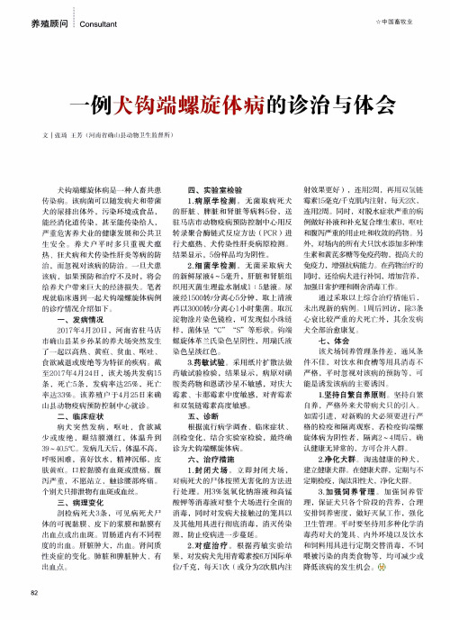 一例犬钩端螺旋体病的诊治与体会
