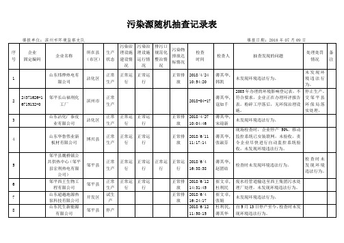 污染源随机抽查记录表