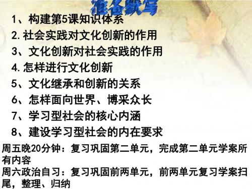 【全国百强校】山东省牟平第一中学2017-2018学年高二文化生活 第二单元 文化的传承与创新 复习课课件