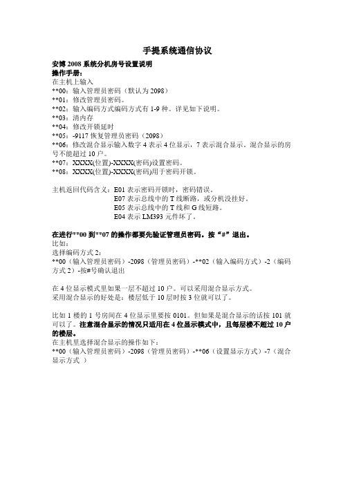 安博楼宇对讲说明书