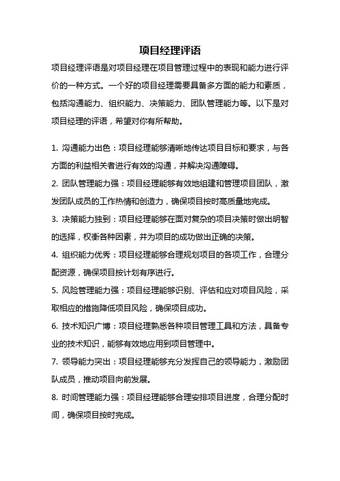 项目经理评语