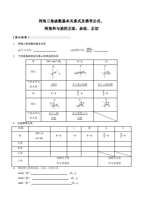 同角三角函数基本关系式及诱导公式