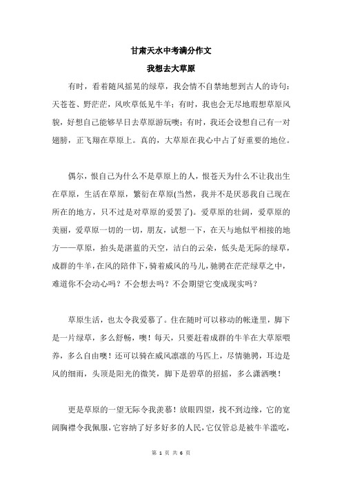 甘肃天水中考满分作文