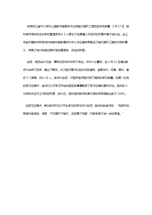 信息技术应用能力提升培训简报