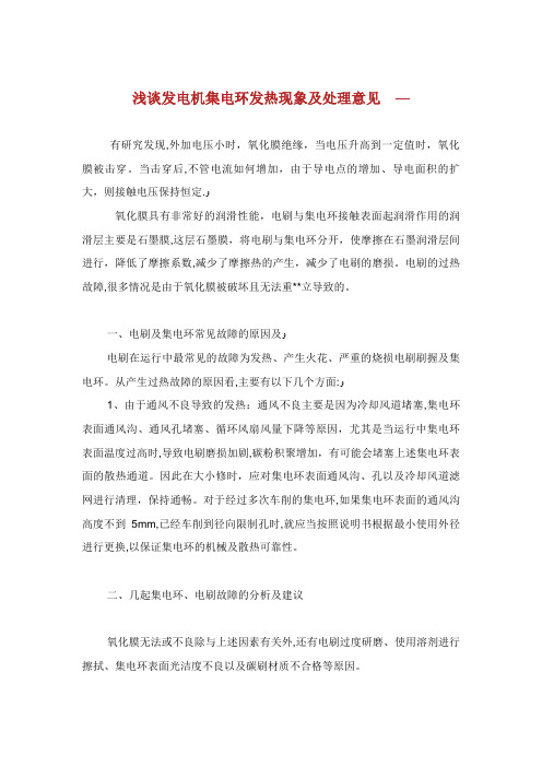 浅谈发电机集电环发热现象及处理意见