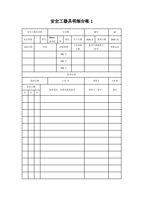 安全工器具明细台帐1