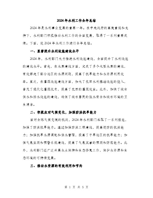 2024年水利工作全年总结(二篇)