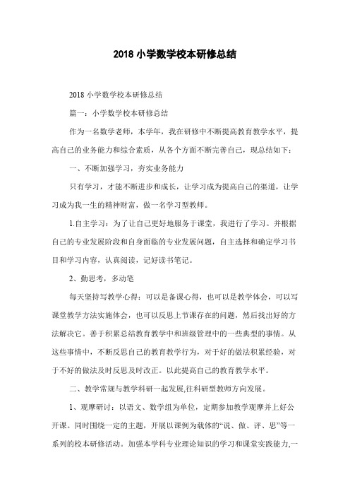 2018小学数学校本研修总结