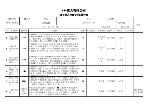IE主管月度KPI考核统计表