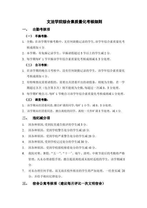 大学生综合素质量化考核细则