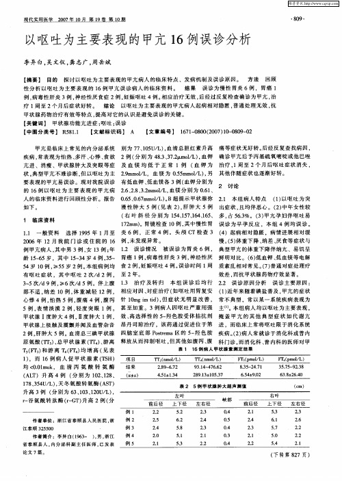 以呕吐为主要表现的甲亢16例误诊分析