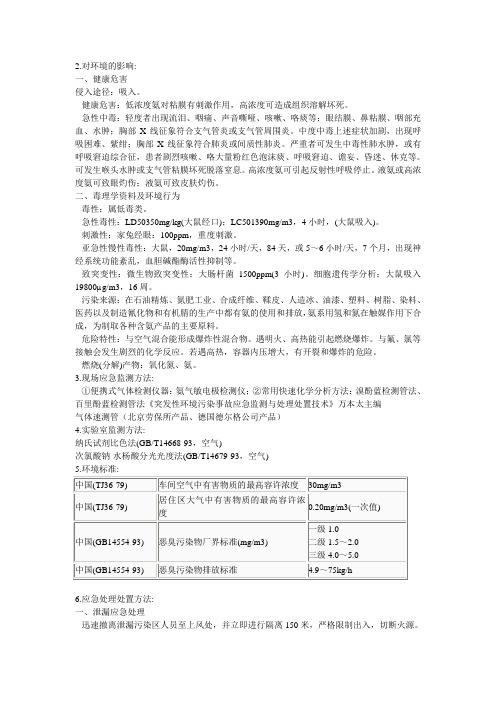 氨对环境的影响