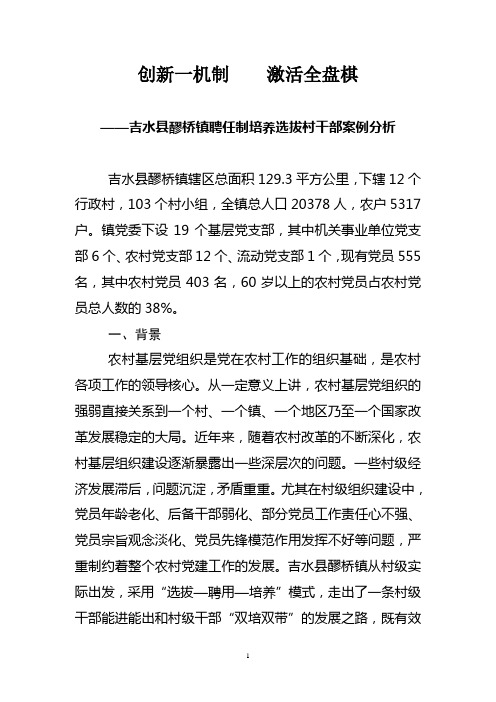 吉水县醪桥镇聘任培养选拔村干部案例分析