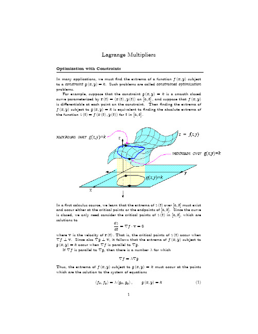 Lagrange Multipliers拉格朗日乘子