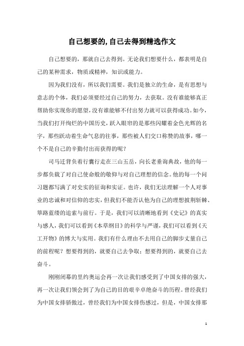 自己想要的,自己去得到精选作文