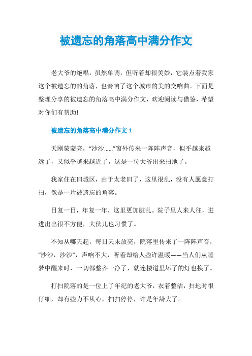 被遗忘的角落高中满分作文