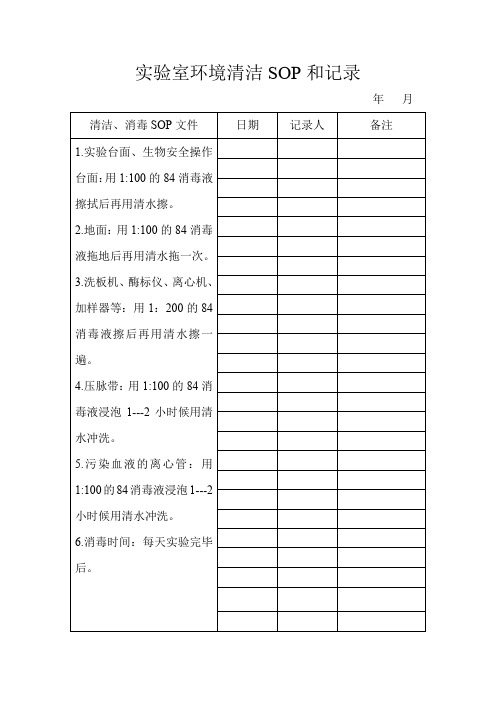 实验室环境清洁SOP和记录