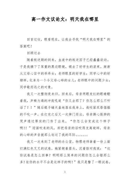 高一作文议论文：明天我在哪里