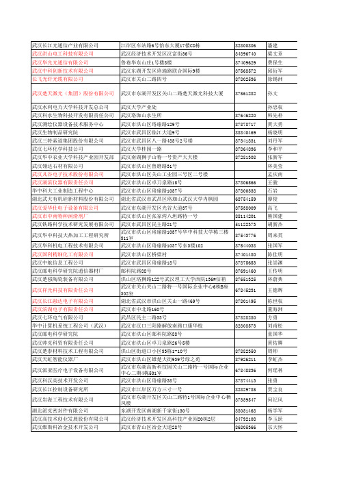 武汉东湖新技术开发区企业完整名录3450家