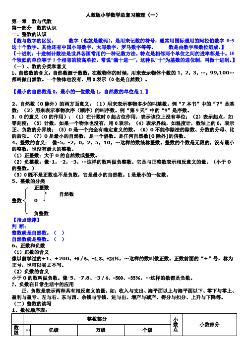 人教版小学数学总复习 数的认识 知识点