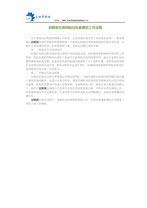 自吸泵在使用前应检查哪些工作范围