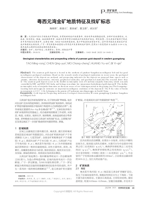 粤西元湾金矿地质特征及找矿标志