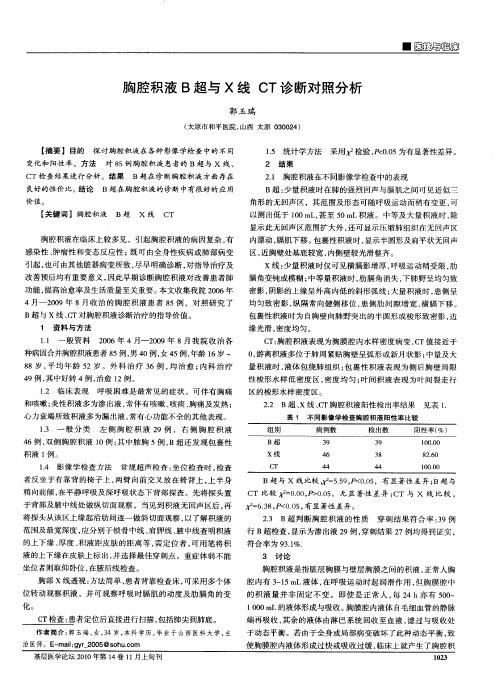 胸腔积液B超与X线CT诊断对照分析