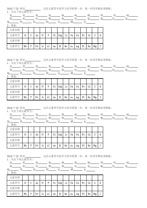 记忆元素符号
