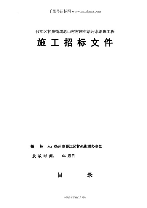 村庄生活污水治理工程招投标书范本