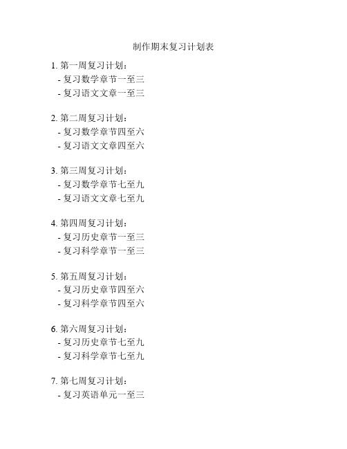 制作期末复习计划表