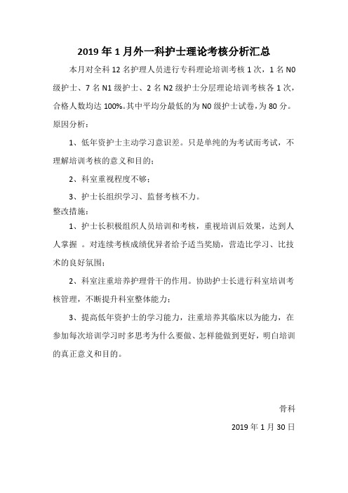 2019护士理论考核分析模板