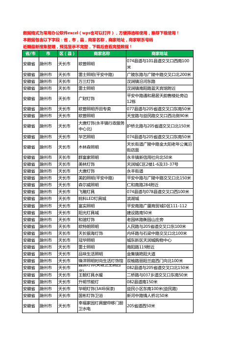 2020新版安徽省滁州市天长市照明工商企业公司商家名录名单黄页联系电话号码地址大全94家
