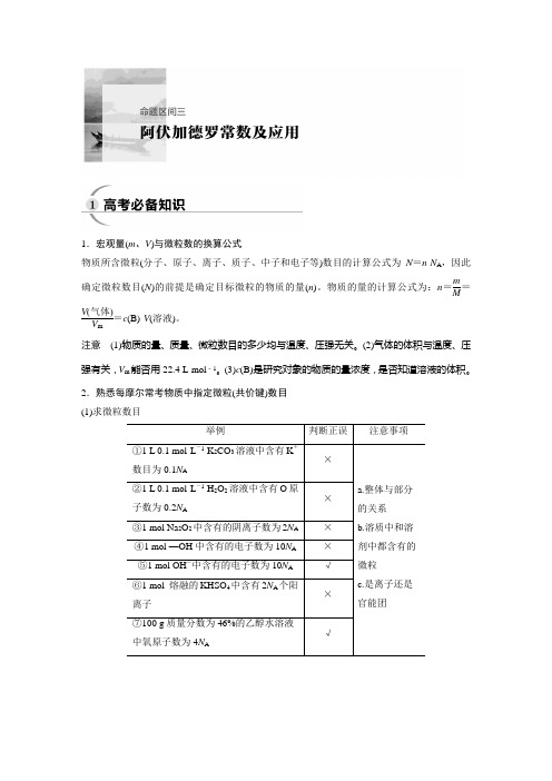 高考化学命题区间三-阿伏加德罗常数及应用