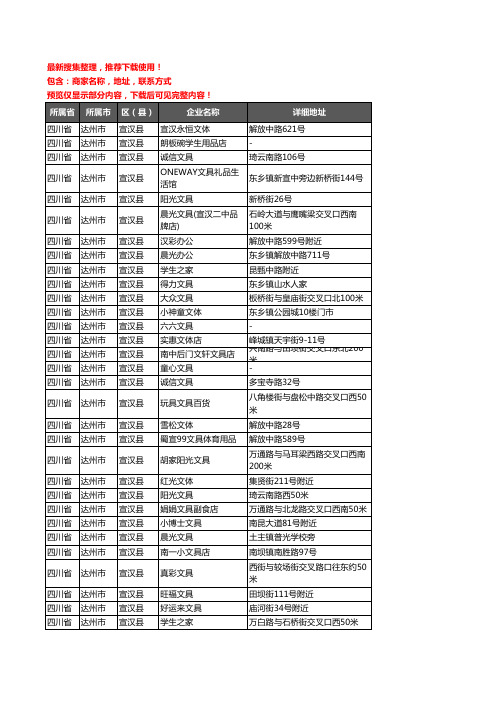 新版四川省达州市宣汉县办公用品企业公司商家户名录单联系方式地址大全58家