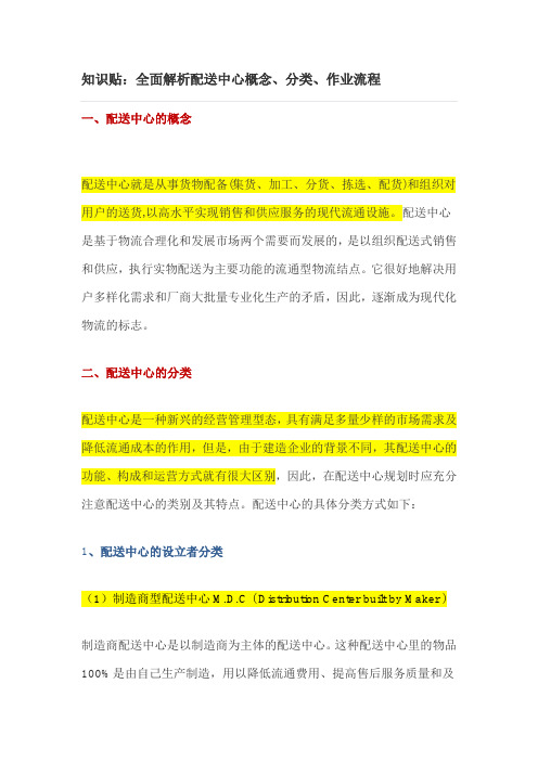 知识贴：全面解析配送中心概念、分类、作业流程
