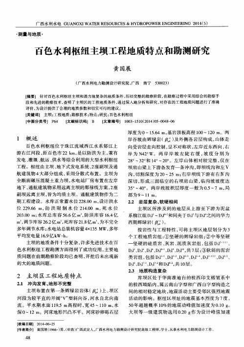 百色水利枢纽主坝工程地质特点和勘测研究