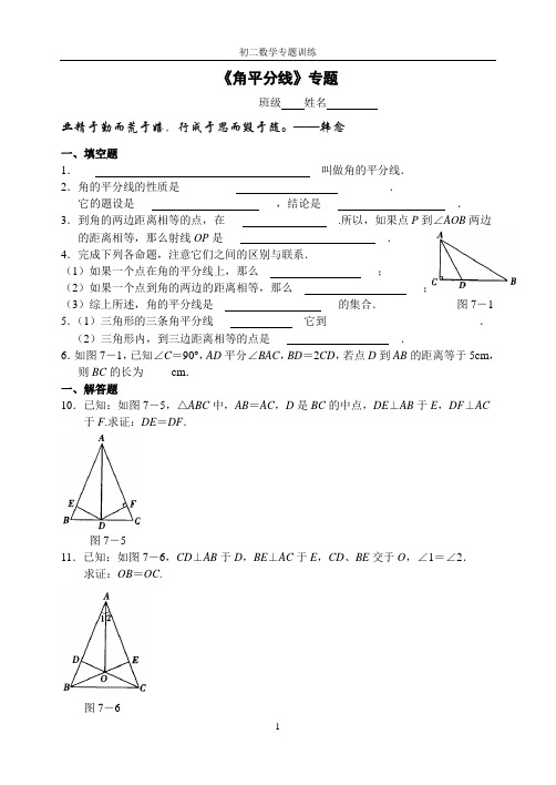 角平分线专题训练